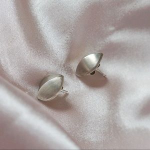 Solid sterling Art Deco hollow stud‎ earrings